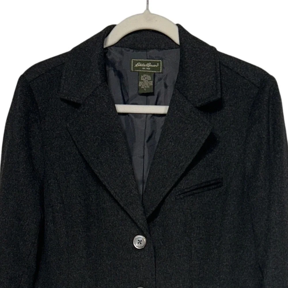 Eddie Bauer Wool Angora Blend 3-Button Jacket Charcoal Size Large EUC